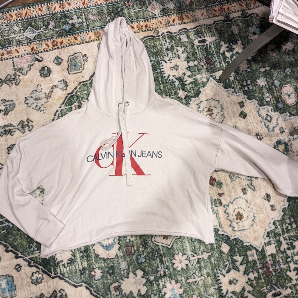 Cropped White Calvin Klein Hoodie